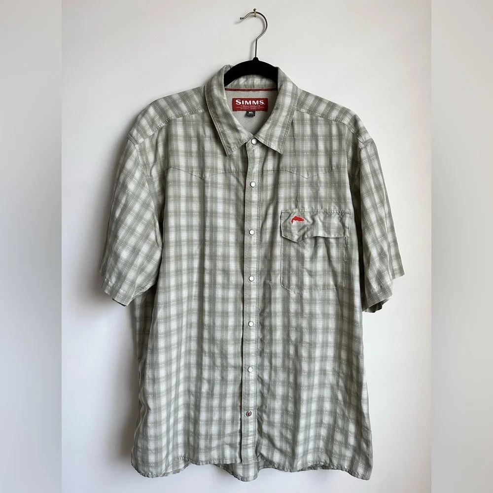 SIMMS ‘Big Sky’ UPF 50 Performance Fishing Short Sleeve Shirt Men’s Size XL - Picture 2 of 8